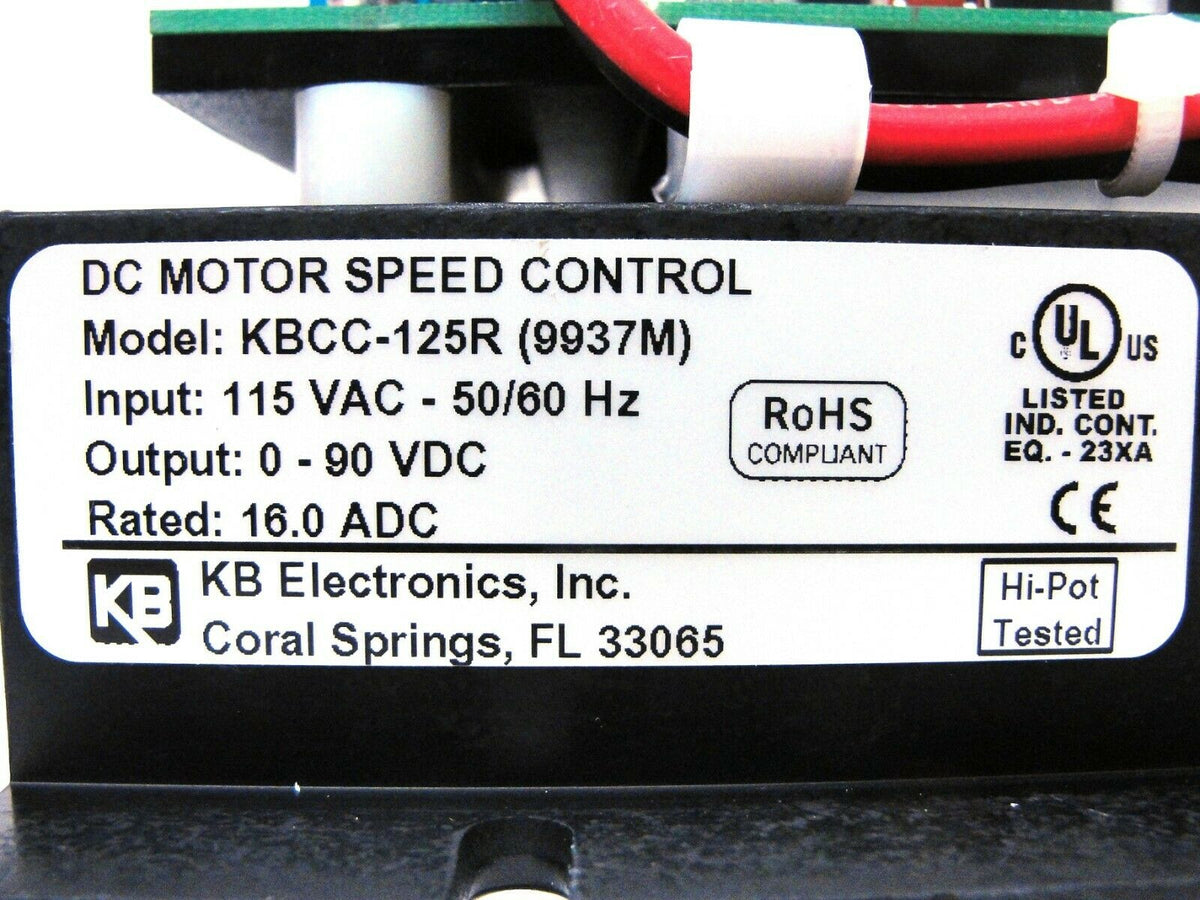 KB Electronics KBCC125R VFD 9937 DC Drive
