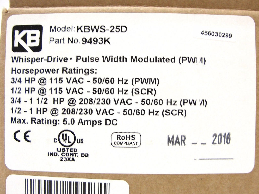 KB Electronics KBWS25D PWM DC Motor Control 9493