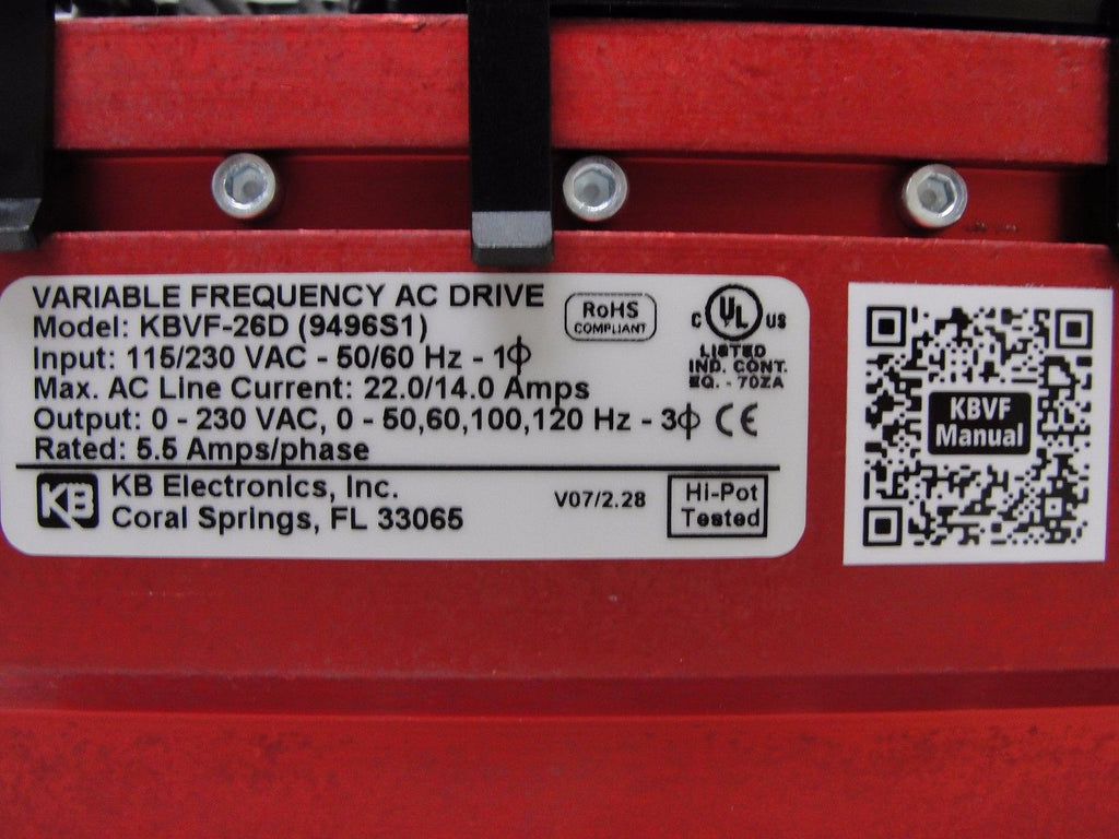 KB Electronics KBVF26D AC Motor Control 9496