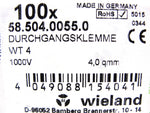 Wieland 58.504.0055.0 Terminal Block, WT4 (BOX OF 100) - Industrial Sensors & Controls